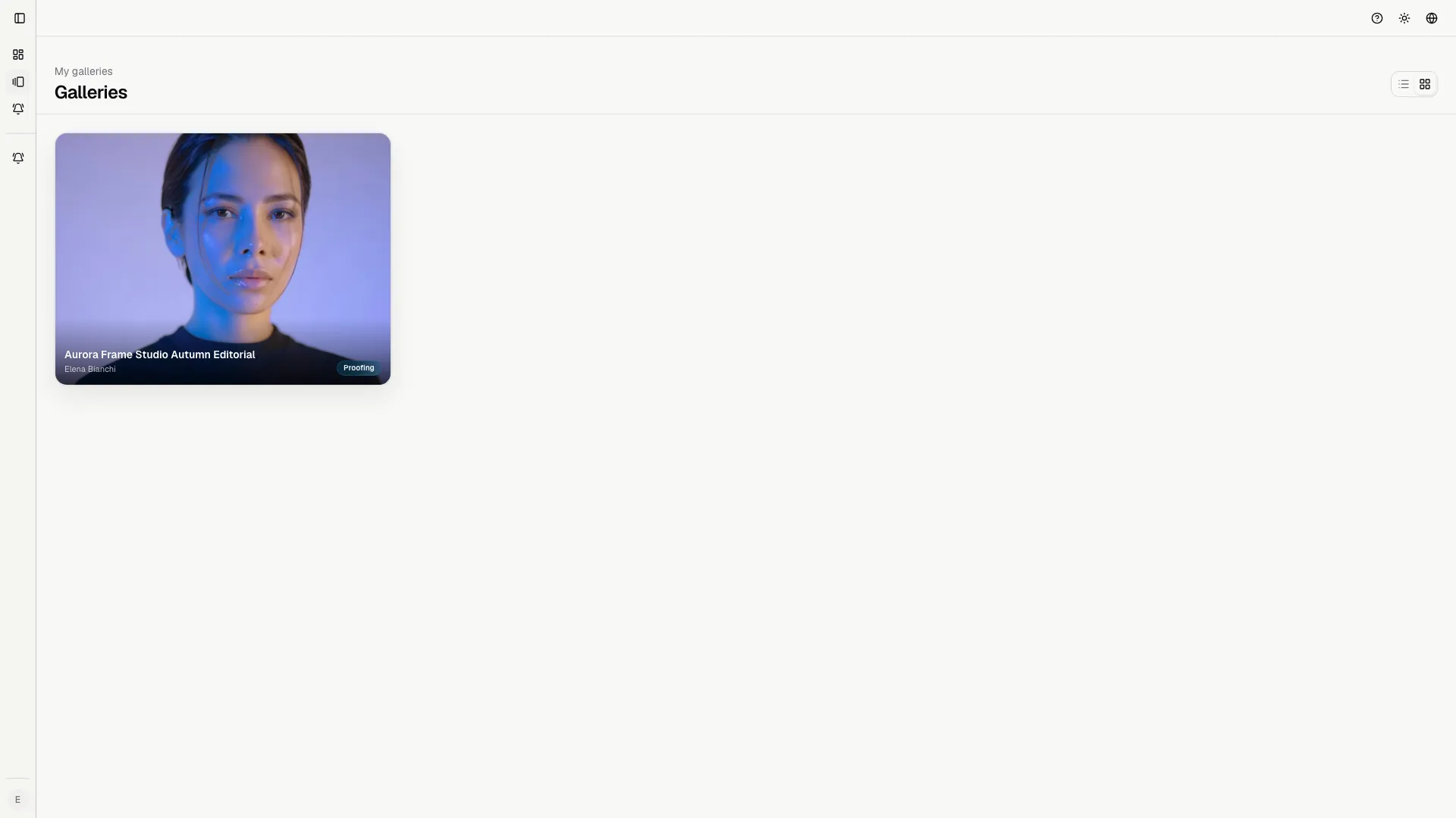 Grid view keeps the same gallery signals while prioritizing cover previews.