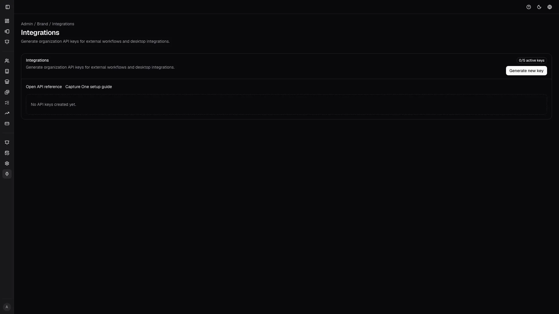 Integrations settings