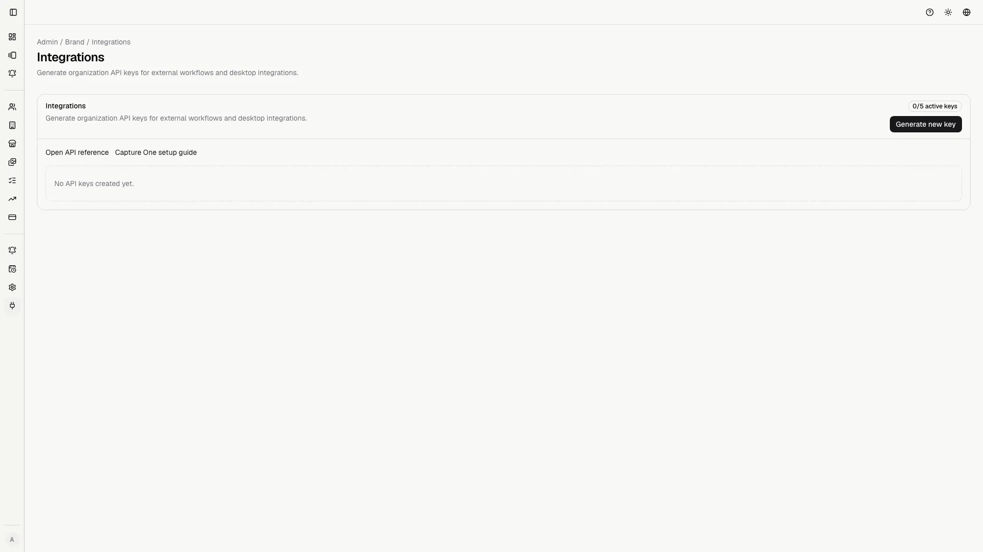Integrations settings