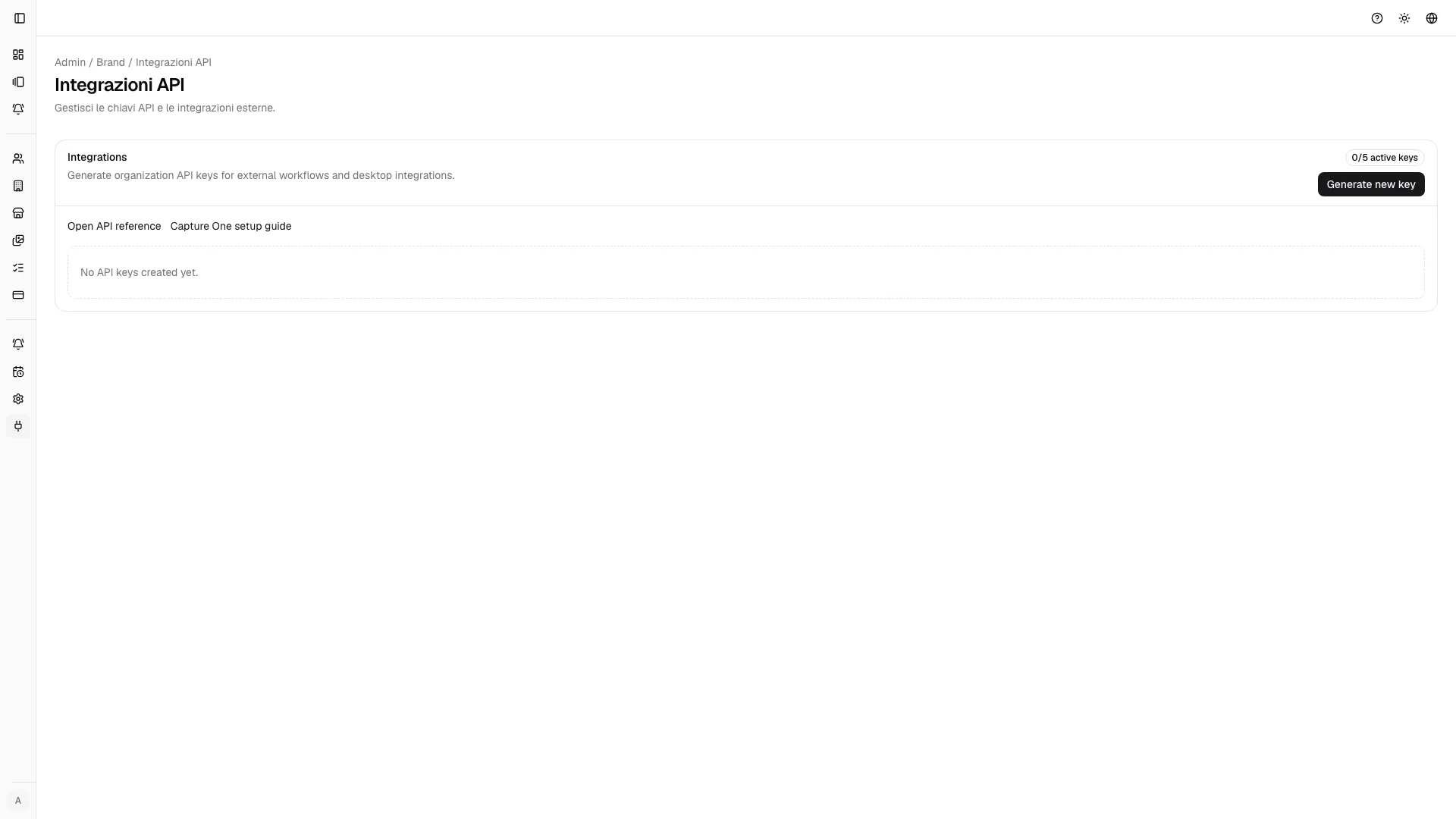 Integrations settings