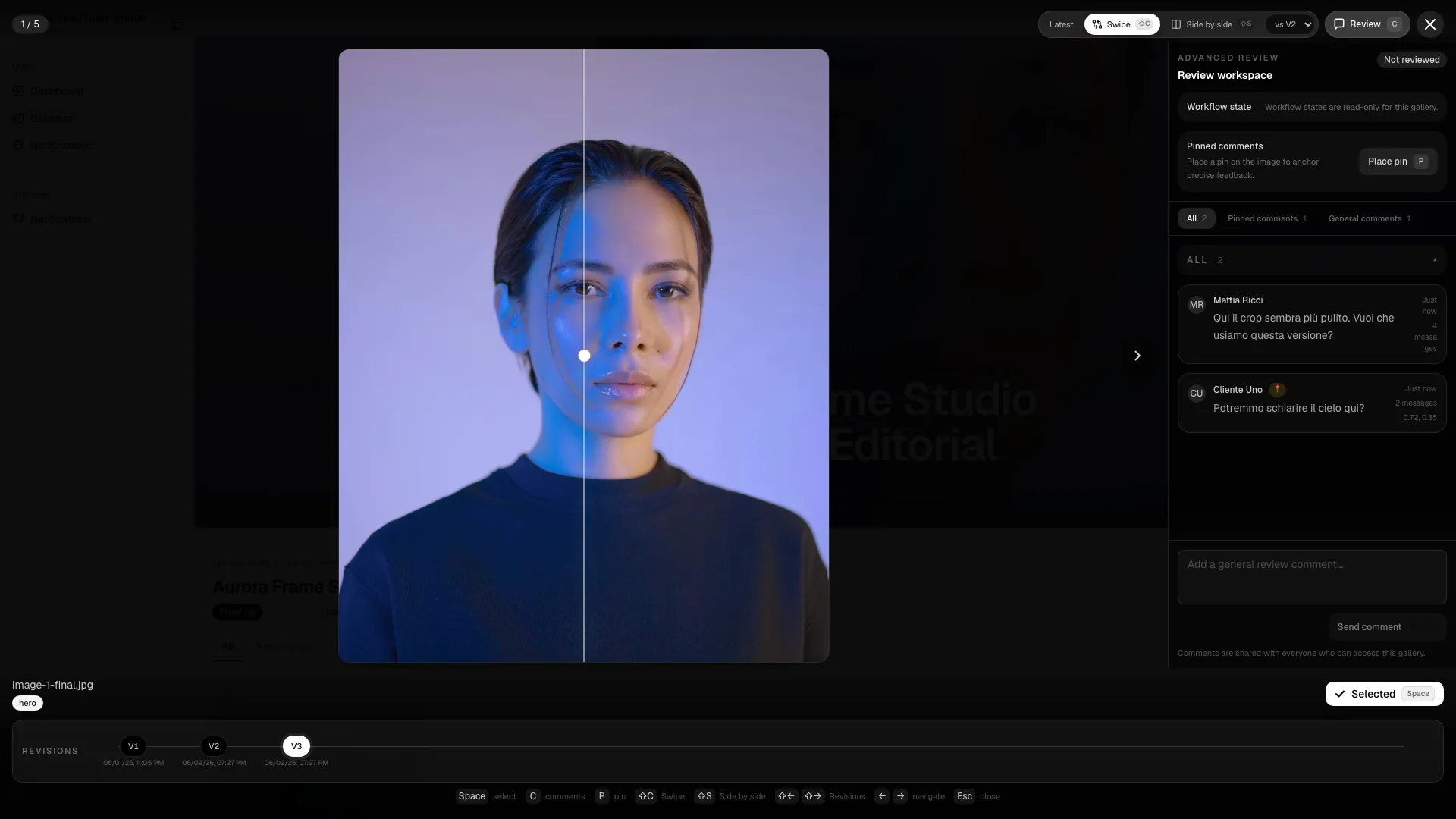 Advanced review slider compare