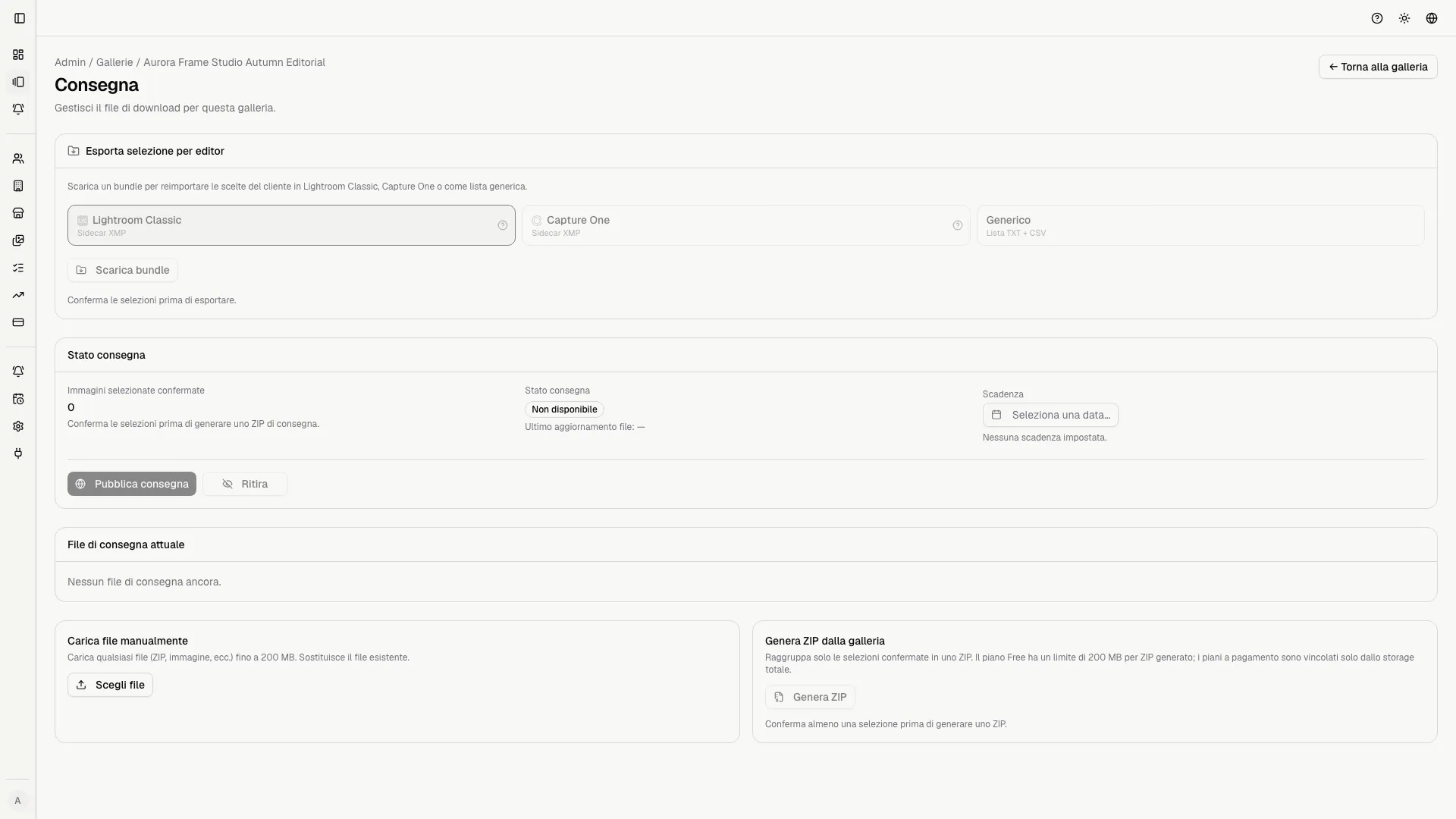 Upload e consegna