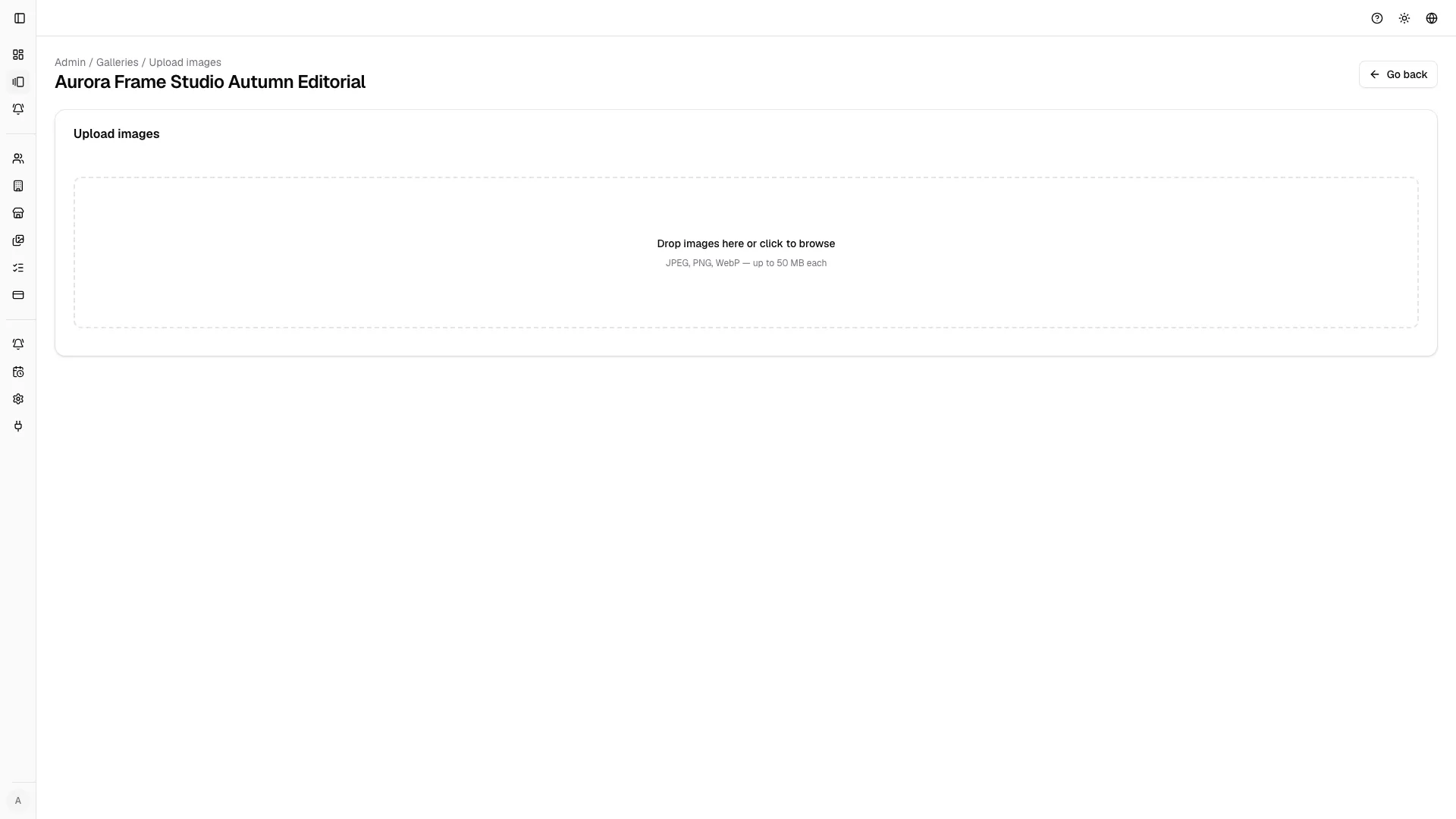 Gallery upload page